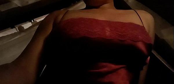  Black tits red tank top nipple suck